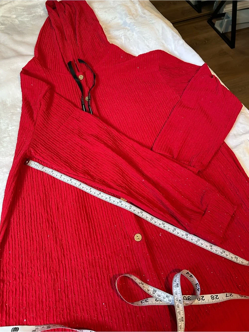 CHICME Women’s XL Red 2 Piece Set Hooded Top Wide Leg Pants Sparkle